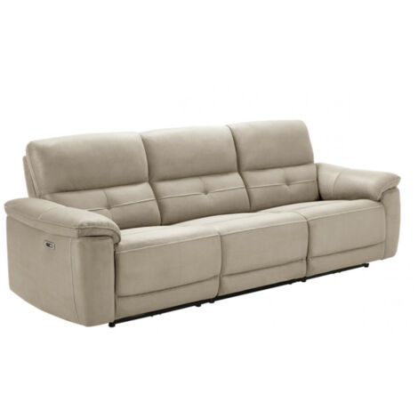 Canapé de relaxation en microfibre Kleman 3 places relax électrique-Beige-3 places relax électrique