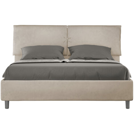 Lit adulte moderne rembourré microfibre Viena Sans sommier-Beige-160x200 (1/5)