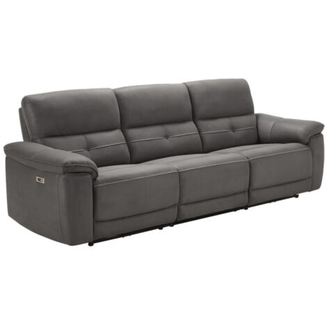 Canapé de relaxation en microfibre Kleman 3 places relax électrique-Gris foncé-3 places relax électrique