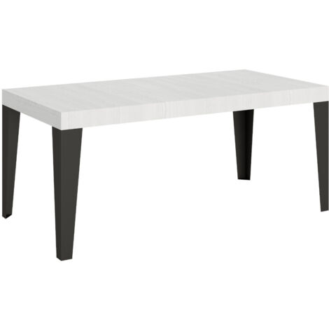 Table à manger extensible Flavio 2 rallonges fines 180 à 284 cm Sur roulettes-Blanc-Sur roulettes-2 rallonges fines-180 à 284 cm (1/5)