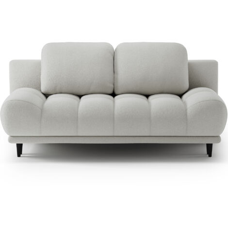 Canapé convertible 2 places NIVIO – Coffre & pieds bois noir-Blanc (1/5)