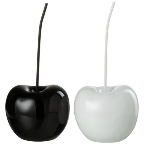 Lot de 2 cerises déco en résine brillant blanc & noir – H 41cm - H 56cm 41 cm-Hauteur 41 cm (1/2)
