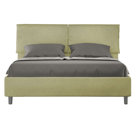 Lit adulte moderne rembourré microfibre Viena Sommier-Vert kaki-160x200-Option Sommier (1/5)