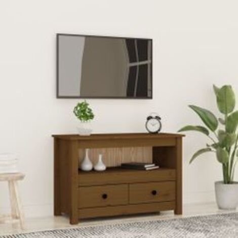 Meuble TV Marron miel 79x35x52 Bois de pin massif (1/5)