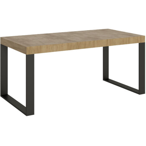 Table à manger extensible Tiroz 2 rallonges épaisses 160 à 264 cm 4 pieds-Naturel-4 pieds-2 rallonges épaisses-160 à 264 cm (1/5)