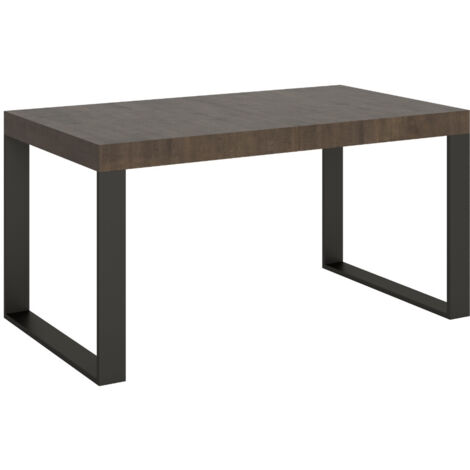 Table à manger extensible Tiroz 2 rallonges fines Sur roulettes 160 à 264 cm-Marron-Sur roulettes-2 rallonges fines-160 à 264 cm (1/5)