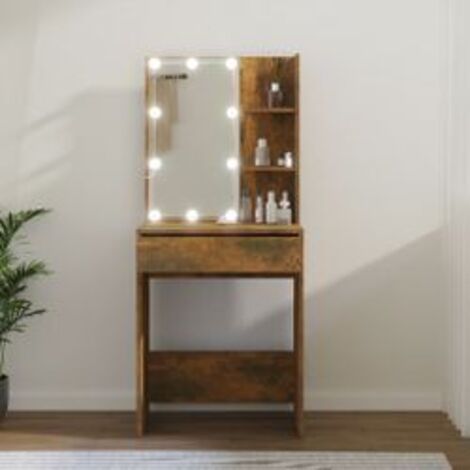 Coiffeuse avec LED Chêne fumé 60x40x140 (1/5)