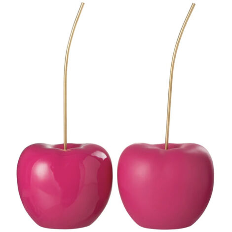 Lot de 2 cerises déco en résine rose brillant et mat - H 41cm - H 56cm 56 cm-Hauteur 56 cm (1/2)