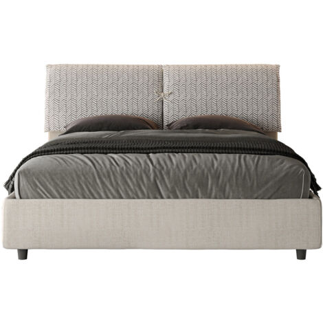 Lit coffre rembourrée 160x200 tissu Aragona 1 blanc Mados (1/5)