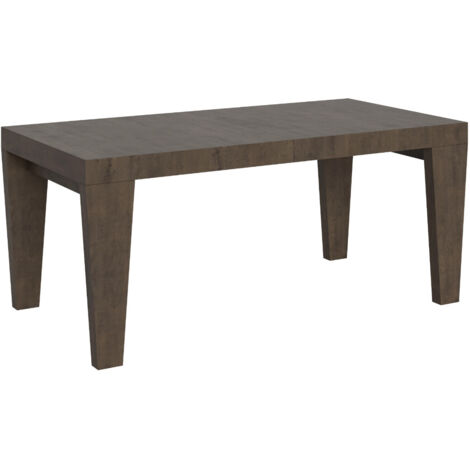 Table à manger extensible bois pieds en V Kristo 2 pieds 160 à 264 cm 2 rallonges épaisses-Marron-2 pieds-2 rallonges épaisses-160 à 264 cm (1/5)