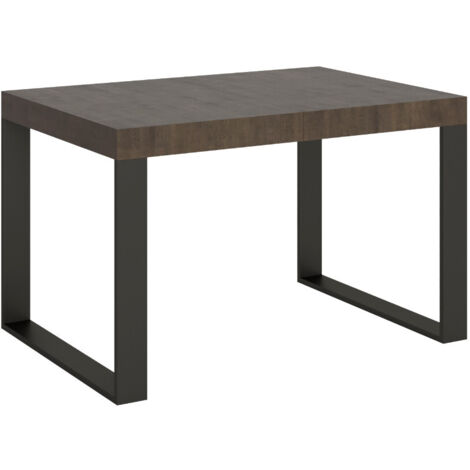 Table à manger extensible Tiroz 2 rallonges épaisses 4 pieds 140 à 244 cm-Marron-4 pieds-2 rallonges épaisses-140 à 244 cm (1/5)