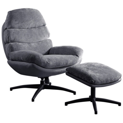 Fauteuil pivotant avec repose pieds bi matière Kidoza-Gris (1/5)