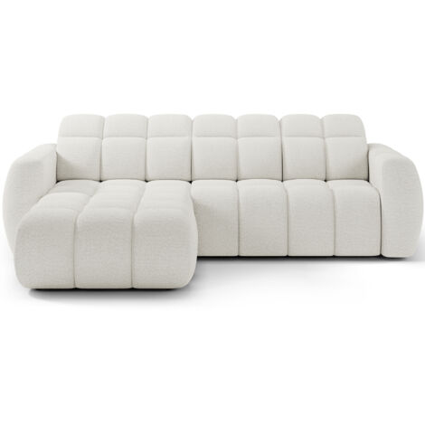 Canapé d’angle convertible 4 places tissu FENKA 288cm – Assise électrique & têtières réglables angle gauche-Blanc-angle gauche (1/5)