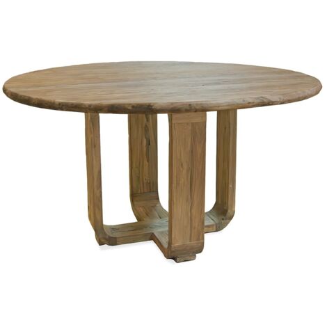 Table de salle à manger ronde teck recyclé ATLAS Ø130cm – 6 places (1/4)