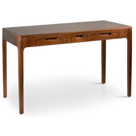 Les Tendances – Bureau droit VALENCIA – Bois massif d’acajou – 120 x 60 x 76 cm – 3 tiroirs intégrés – Design minimaliste et chaleureux