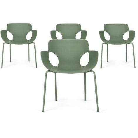 Lot de 4 chaises avec accoudoirs LENNOX – Intérieur-extérieur-Vert (1/5)