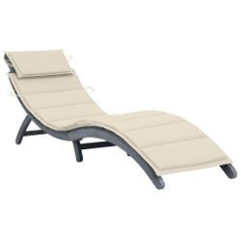 Chaise longue avec coussin Gris Bois d'acacia solide (1/5)