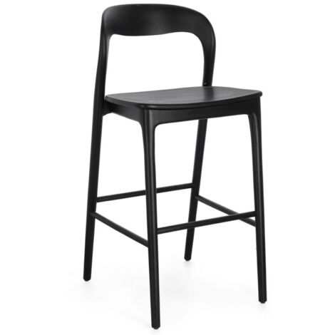Tabouret en bois de Teck – Modèle Kiley-Noir (1/5)