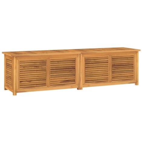 Grand coffre de rangement de jardin et sac 200x50x53 bois massif teck (1/5)