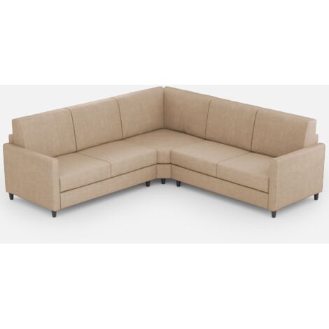 Canapé d'angle moderne italien tissu beige Korane - 5 tailles 221x221 cm-Taille 221x221 cm (1/5)