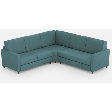 Canapé d'angle moderne italien tissu bleu pétrole Korane - 5 tailles 221x221 cm-Taille 221x221 cm (1/5)