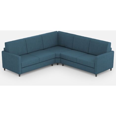 Canapé d'angle moderne italien tissu bleu Korane - 5 tailles 221x221 cm-Taille 221x221 cm (1/5)