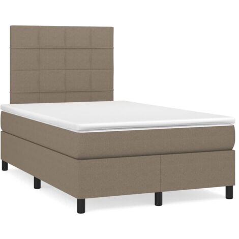 Sommier à lattes de lit matelas et LED taupe 120x190 tissu (1/5)