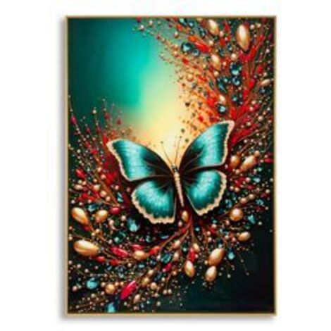Impression sur toile papillon laquée avec cadre -b- cm 70 x 4 x 100 (1/5)