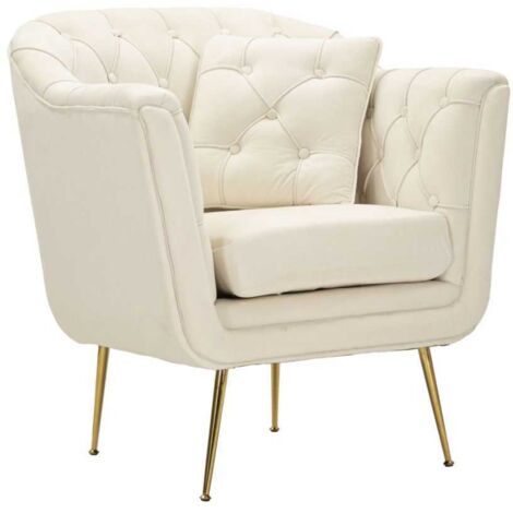 Fauteuil Budapest crème avec coussin design enveloppant (1/4)