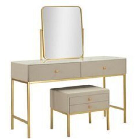 Coiffeuse de luxe avec miroir et tabouret design contemporain (1/5)