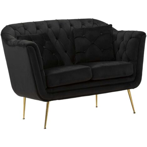 Canapé Budapest noir capitonné design élégant et compact (1/4)