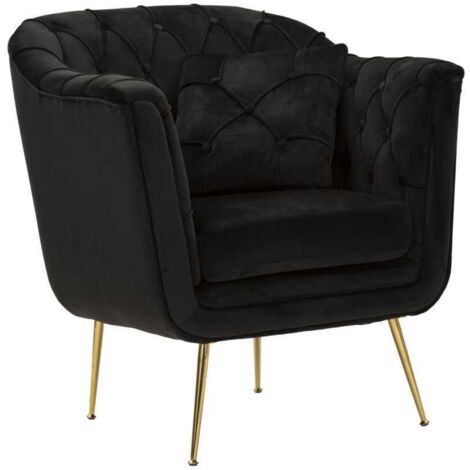 Fauteuil Budapest noir avec coussin design enveloppant (1/4)
