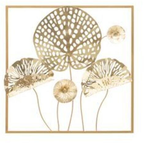 Panneau mural en fer fleurs dorées cm 50x5x50 (1/5)