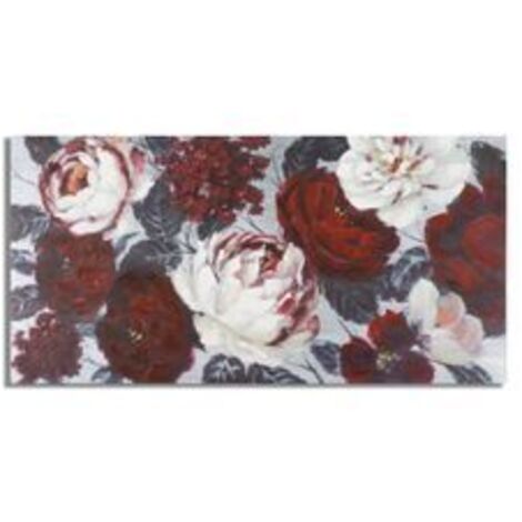 Tableau mural fait main fleur blanc-rouge foncé cm 120 x 3,7 x 60 (1/5)