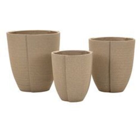 Ensemble de 3 cache-pots d'extérieur pérou - dimensions : ø 43x47 - 36x41,5 - 30,5x34,5 (trou : ø 27, 33 et 39cm) (1/5)