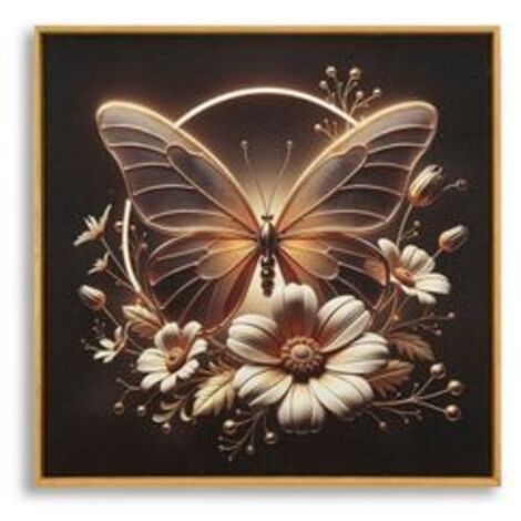 Impression sur toile avec éclairage led papillon laqué et cadre 50x4 x50 (1/5)