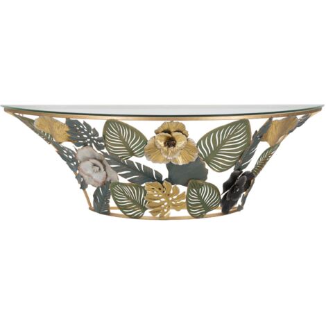 Console murale Amaz métal doré verre design floral (1/5)