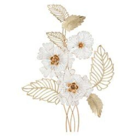 Mauro Ferretti Décoration murale fleurs feuilles 54x73.7 cm blanc (1/5)