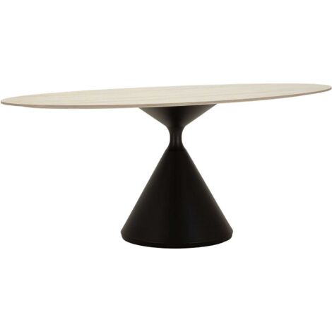 Table de salle à manger futuriste 180x90cm – Plateau effet marbre – Piètement sculptural – Pour grands espaces modernes – Mauro Ferretti
