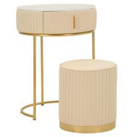 Table de chevet-coiffeuse avec pouf pok cm ø 52x70 - ø 36x39 (1/5)