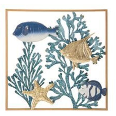 Panneau mural en fer à motif de poisson 50,2 x 3,8x50,2 (1/5)