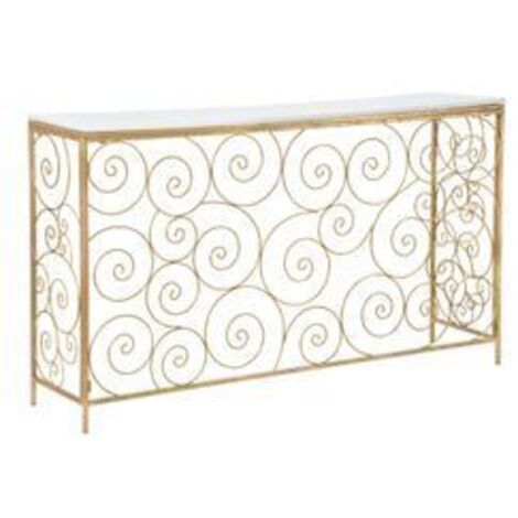 Console Spirale effet marbre blanc et métal doré design élégant (1/5)