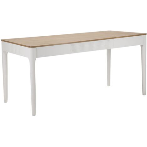 Table à manger Matera bois blanc plateau brun élégant (1/5)