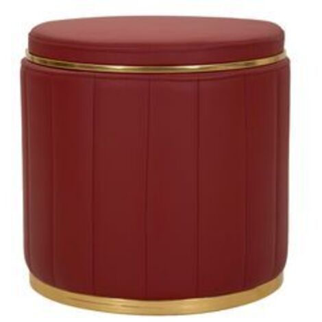 Pouf london avec rangement rouge cm ø 46,5 x 44 (1/5)