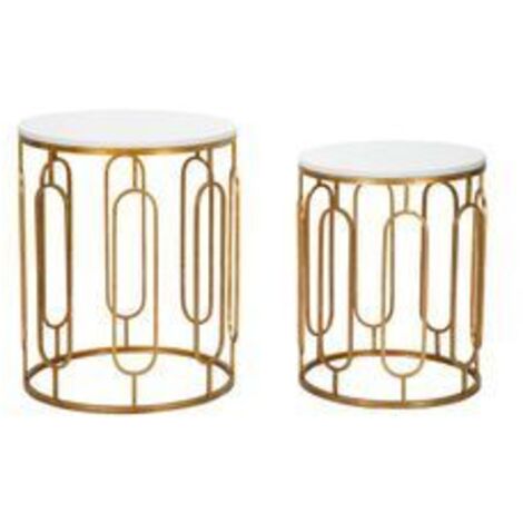 Tables gigognes Tory effet marbre métal doré design élégant (1/5)