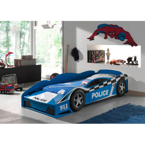 Lit 70x140 Police Sommier inclus Vipack Car beds - Bleu (1/3)