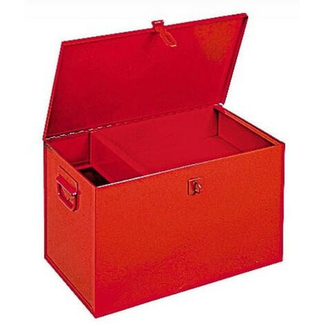 Malle de rangement avec plateau amovible métal rouge Bricodis