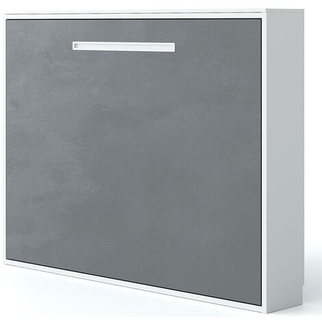 Lit escamotable horizontal 80x190 Molane-Coffrage Gris anthracite-Façade Frêne 3D (1/5)