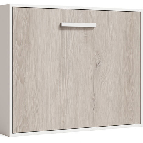 Lit escamotable horizontal 140x190 Optima-Avec matelas-Coffrage Gris anthracite-Façade Rouge (1/5)