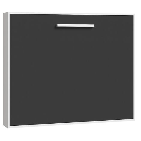 Lit escamotable horizontal 140x190 Optima-Coffrage Blanc-Façade Gris anthracite (1/5)